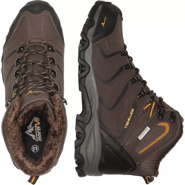 NORTIV 8 Mens Ankle High Waterproof Hiking Boots Outdoor Lightweight Shoes Trekking Trails ArmadilloBrownBlackTanf