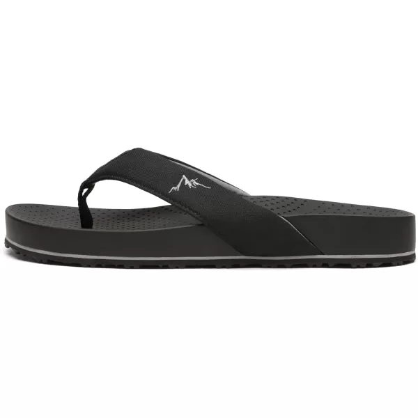 NORTIV 8 Mens Flip Flop with Arch Support for Flat Feet and Plantar Fasciitis Orthotic Thong Summer SandalsBlack