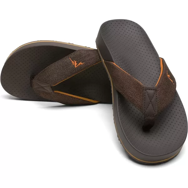 NORTIV 8 Mens Flip Flop with Arch Support for Flat Feet and Plantar Fasciitis Orthotic Thong Summer SandalsBrown