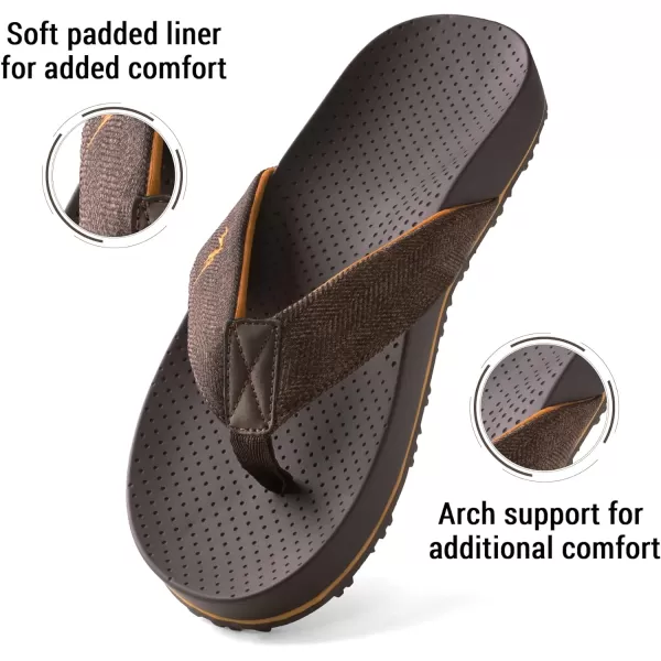 NORTIV 8 Mens Flip Flop with Arch Support for Flat Feet and Plantar Fasciitis Orthotic Thong Summer SandalsBrown