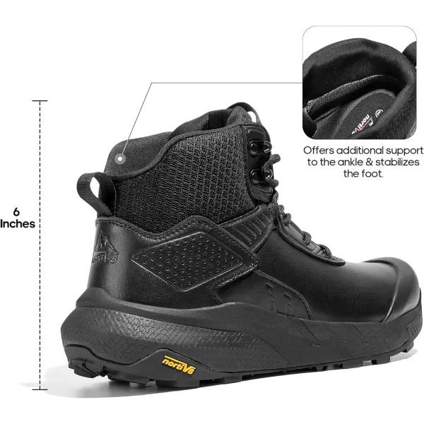 NORTIV 8 Mens Waterproof Military Tactical Work Boots Leather Motorcycle Combat Boots Lightweight NonSlip Hiking Boots for MenBlack