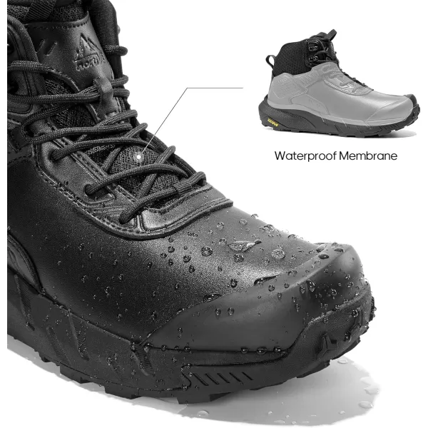 NORTIV 8 Mens Waterproof Military Tactical Work Boots Leather Motorcycle Combat Boots Lightweight NonSlip Hiking Boots for MenBlack