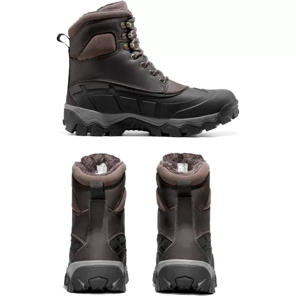 NORTIV 8 Mens Winter Boots Insulated Waterproof Snow Hiking BootsDark Brown