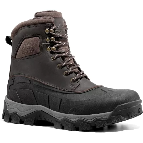 NORTIV 8 Mens Winter Boots Insulated Waterproof Snow Hiking BootsDark Brown