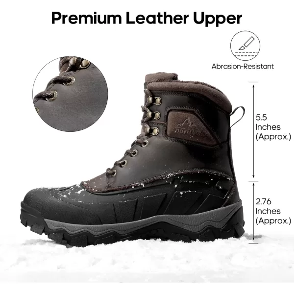 NORTIV 8 Mens Winter Boots Insulated Waterproof Snow Hiking BootsDark Brown