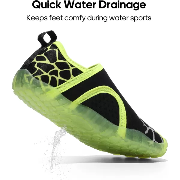 NORTIV 8 Toddlers Water Shoes Boys Girls Quick Dry Barefoot Lightweight Pool Swim Outdoor ToddlerLittle KidBig KidBlackNeon Green