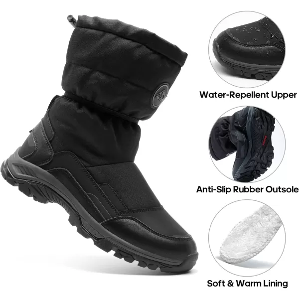 NORTIV 8 Womens Insulated Winter Snow Boots Faux Fur Lined Slip On BootsBlack