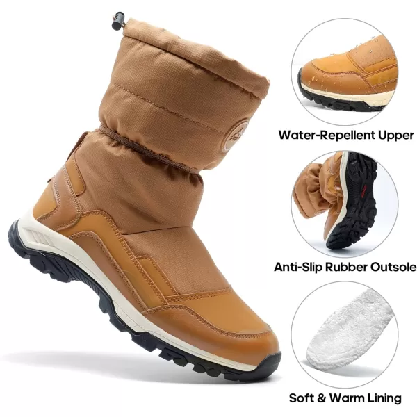 NORTIV 8 Womens Insulated Winter Snow Boots Faux Fur Lined Slip On BootsTan