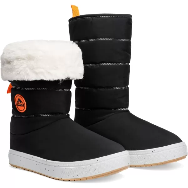 NORTIV 8 Womens Winter Snow Boots Slip on Insulated Fur Lightweight Cold Weather BootsBlack