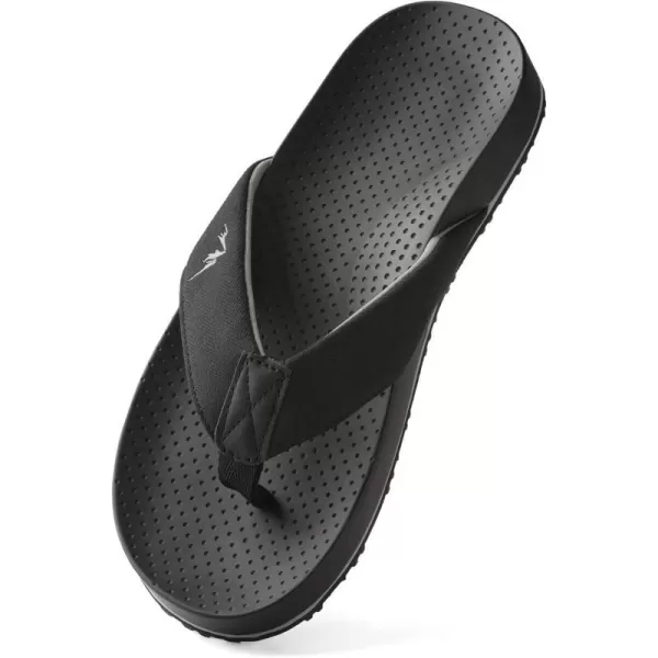 NORTIV 8 Mens Flip Flop with Arch Support for Flat Feet and Plantar Fasciitis Orthotic Thong Summer SandalsBlack