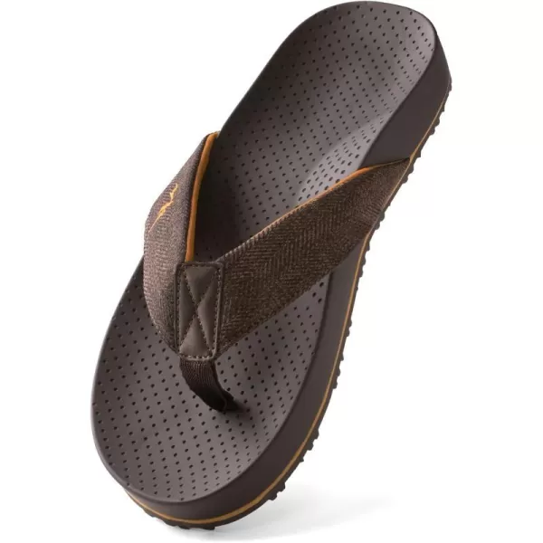 NORTIV 8 Mens Flip Flop with Arch Support for Flat Feet and Plantar Fasciitis Orthotic Thong Summer SandalsBrown