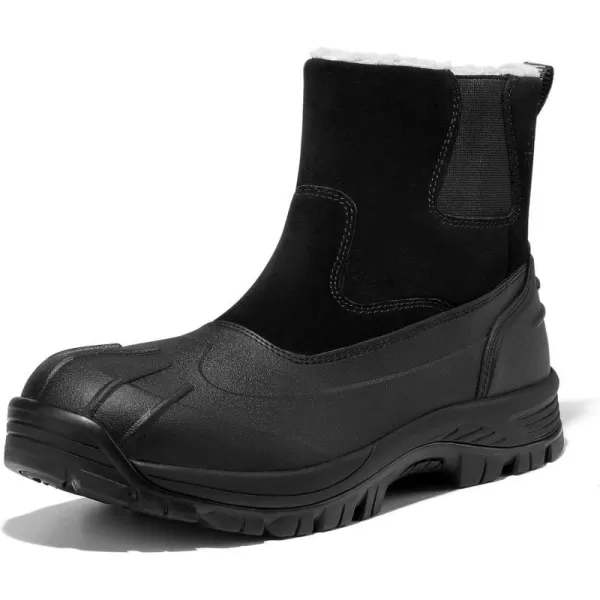 NORTIV 8 Mens Slip on Winter Boots Waterproof Fall Outdoor BootBlack