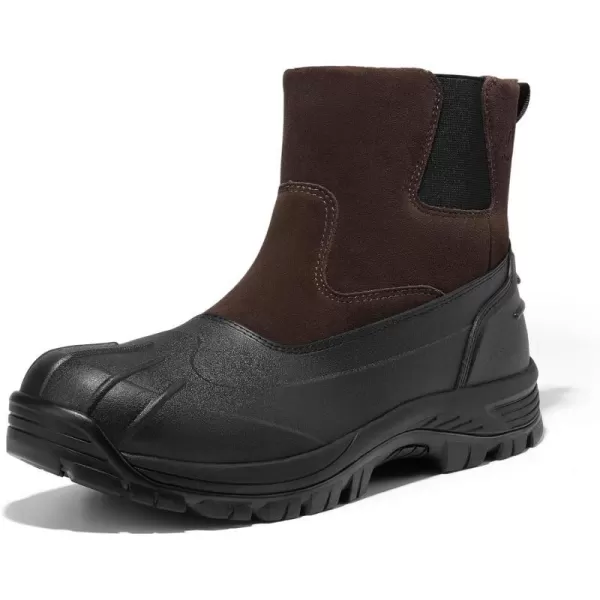 NORTIV 8 Mens Slip on Winter Boots Waterproof Fall Outdoor BootBrown