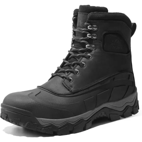 NORTIV 8 Mens Winter Boots Insulated Waterproof Snow Hiking BootsBlack