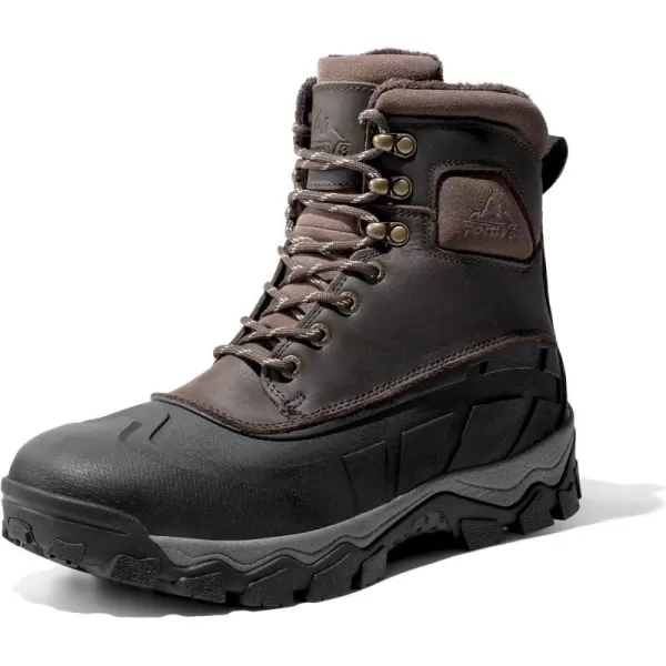 NORTIV 8 Mens Winter Boots Insulated Waterproof Snow Hiking BootsDark Brown