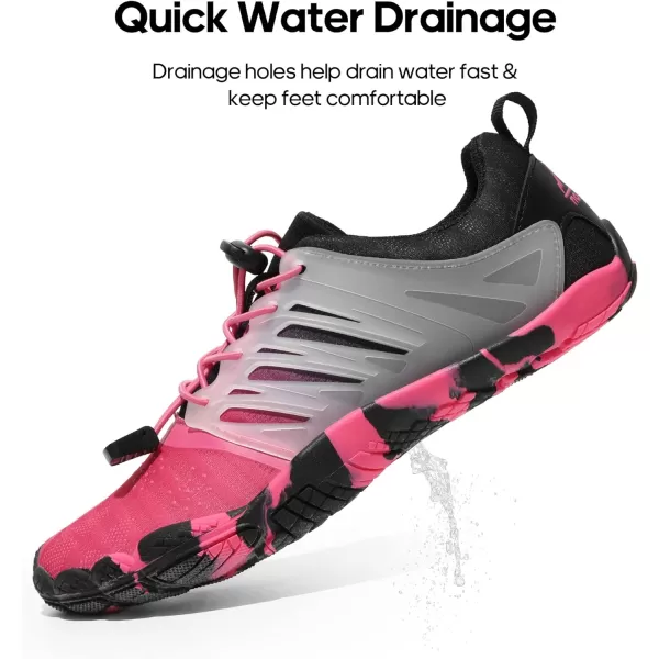 NORTIV 8 Athletic Hiking Water Shoes for Women Quick Dry Barefoot Walking Kayaking Surfing Training Beach ShoesHot PinkBlack