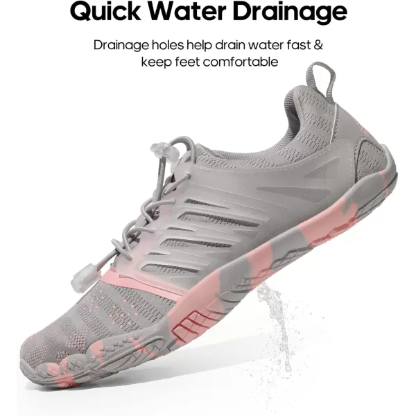 NORTIV 8 Athletic Hiking Water Shoes for Women Quick Dry Barefoot Walking Kayaking Surfing Training Beach ShoesLight GreyPeach