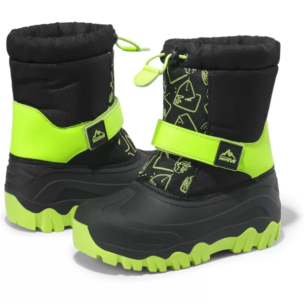 NORTIV 8 Kids Snow Boots Boys Girls Waterproof Cold Weather Classic Booties Hiking Outdoor Shoes Little KidsBig KidsBlackGreen