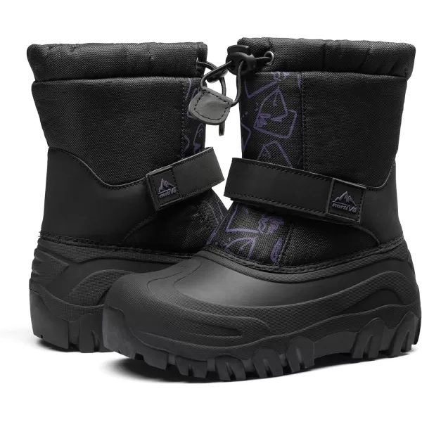 NORTIV 8 Kids Snow Boots Boys Girls Waterproof Cold Weather Classic Booties Hiking Outdoor Shoes Little KidsBig KidsBlackPurple