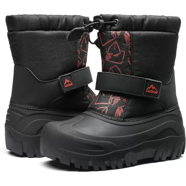 NORTIV 8 Kids Snow Boots Boys Girls Waterproof Cold Weather Classic Booties Hiking Outdoor Shoes Little KidsBig KidsBlackRed