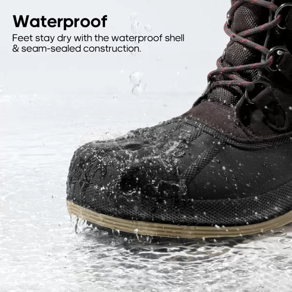 NORTIV 8 Mens Insulated Waterproof Work Winter Snow BootsDarkBrownBlack