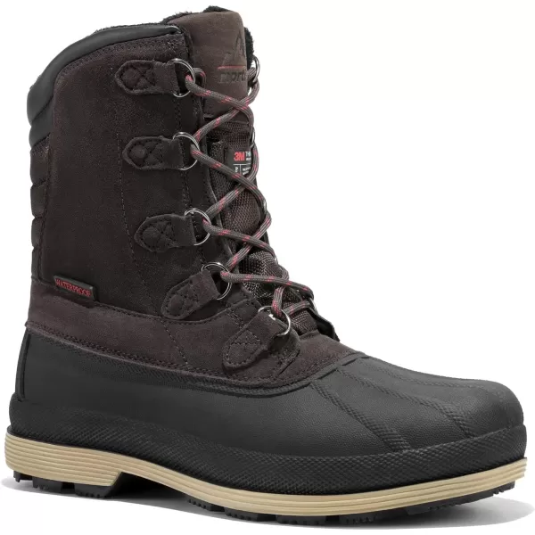 NORTIV 8 Mens Insulated Waterproof Work Winter Snow BootsDarkBrownBlack