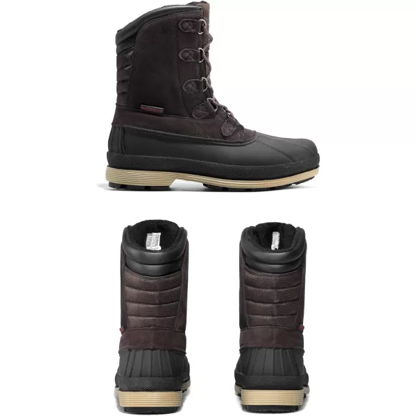 NORTIV 8 Mens Insulated Waterproof Work Winter Snow BootsDarkBrownBlack