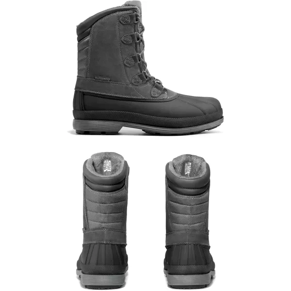 NORTIV 8 Mens Insulated Waterproof Work Winter Snow BootsGreyBlack