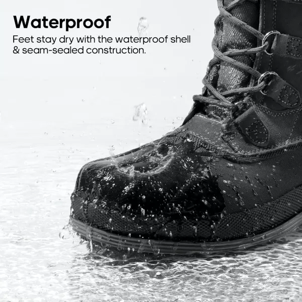 NORTIV 8 Mens Insulated Waterproof Work Winter Snow BootsGreyBlack