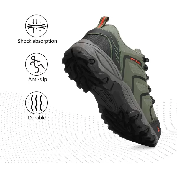 NORTIV 8 Mens Low Top Waterproof Hiking Shoes Trekking Trails Outdoor Work ShoesArmyGreenBlackOrange