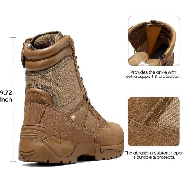 NORTIV 8 Mens Military Tactical Work Boots Hiking Motorcycle Combat BootsBrown