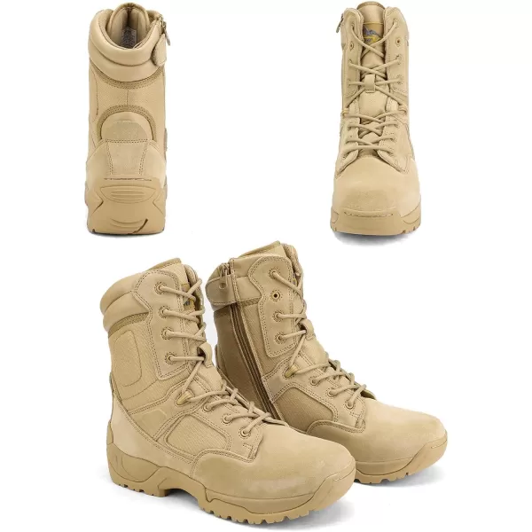 NORTIV 8 Mens Military Tactical Work Boots Hiking Motorcycle Combat BootsSand