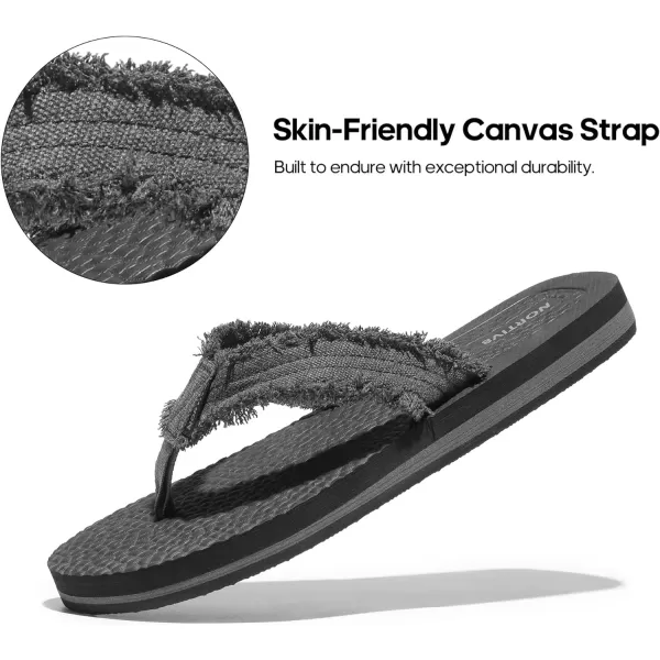 NORTIV 8 Mens Thong Flip Flops Sandals Comfortable Light Weight Beach Sandal181111BlackGrey