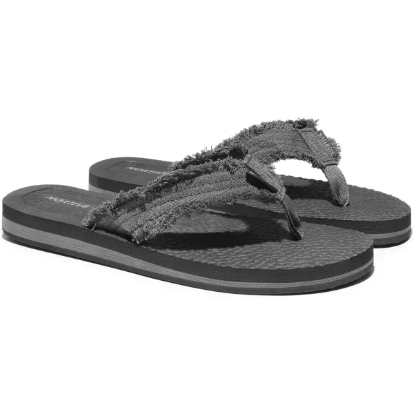 NORTIV 8 Mens Thong Flip Flops Sandals Comfortable Light Weight Beach Sandal181111BlackGrey