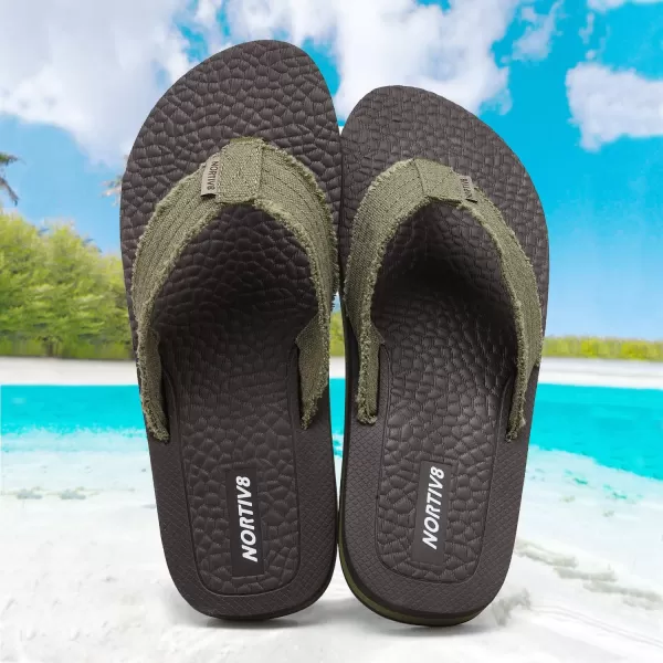 NORTIV 8 Mens Thong Flip Flops Sandals Comfortable Light Weight Beach Sandal181111Green