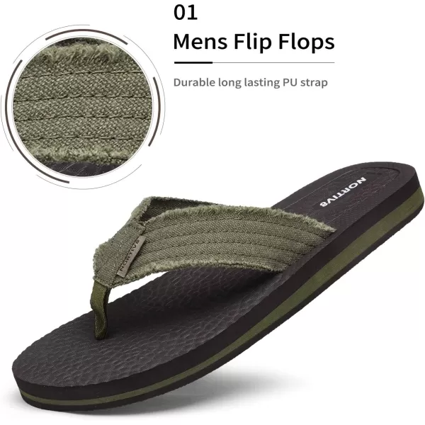 NORTIV 8 Mens Thong Flip Flops Sandals Comfortable Light Weight Beach Sandal181111Green