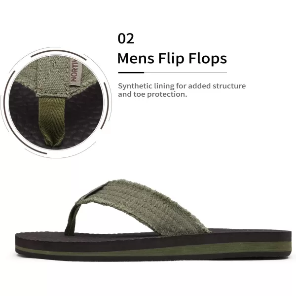 NORTIV 8 Mens Thong Flip Flops Sandals Comfortable Light Weight Beach Sandal181111Green