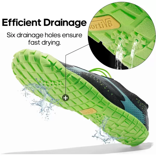 NORTIV 8 Mens Water Shoes Barefoot Athletic Lightweight Sports Aqua Shoes Outdoor Swim Fishing Hiking Diving Surf Walking Water ShoeBlackNeonGreen