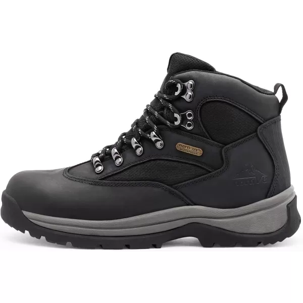 NORTIV 8 Mens Waterproof Hiking Boots Mid Ankle Leather Hiker BootsBlack