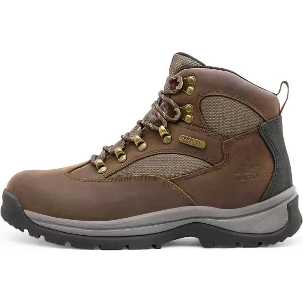 NORTIV 8 Mens Waterproof Hiking Boots Mid Ankle Leather Hiker BootsBrown