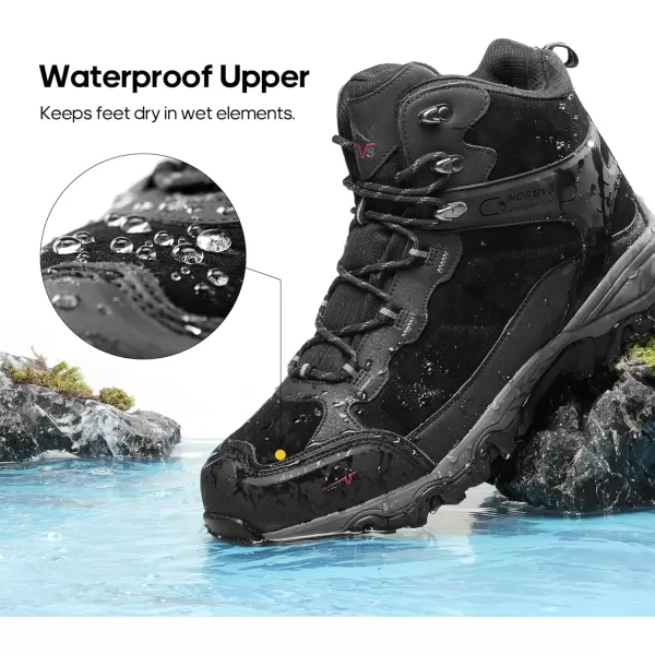 NORTIV 8 Mens Waterproof Hiking Boots Outdoor Mid Trekking Backpacking Mountaineering ShoesBlack