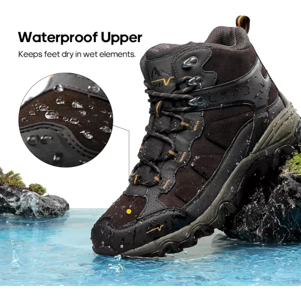 NORTIV 8 Mens Waterproof Hiking Boots Outdoor Mid Trekking Backpacking Mountaineering ShoesBrown