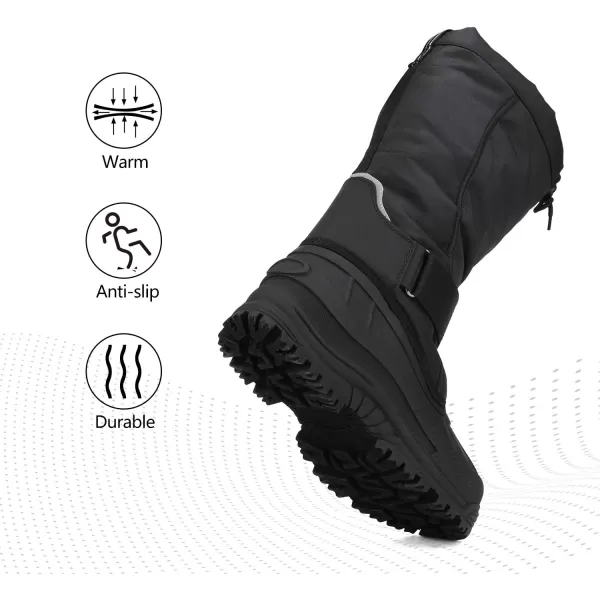 NORTIV 8 Mens Waterproof Hiking Winter Snow Boots Insulated Fur Liner Lightweight Outdoor Tall BootsBlack