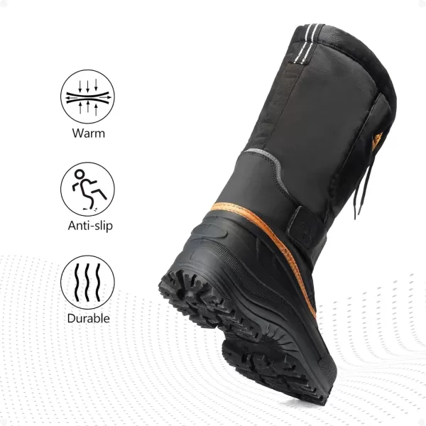 NORTIV 8 Mens Waterproof Hiking Winter Snow Boots Insulated Fur Liner Lightweight Outdoor Tall BootsBlack Orange