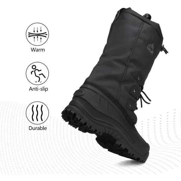 NORTIV 8 Mens Waterproof Hiking Winter Snow Boots Insulated Fur Liner Lightweight Outdoor Tall BootsBlack2m