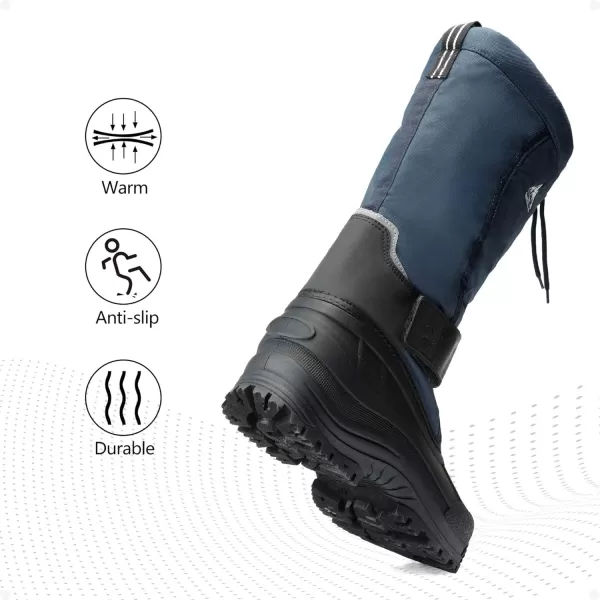 NORTIV 8 Mens Waterproof Hiking Winter Snow Boots Insulated Fur Liner Lightweight Outdoor Tall BootsBlue Black