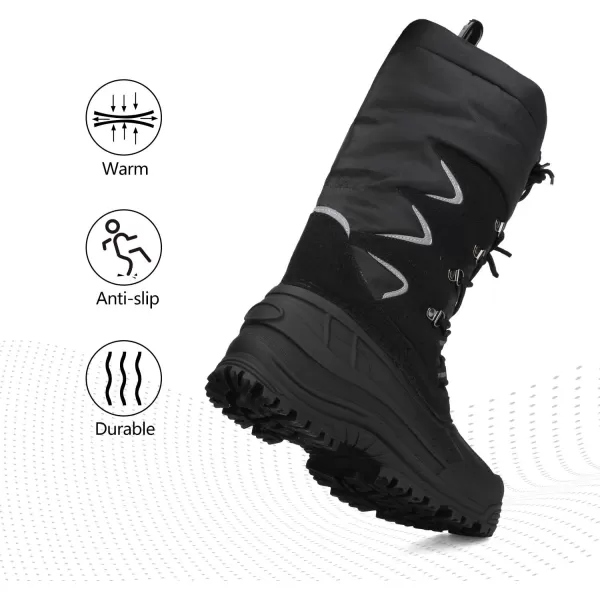 NORTIV 8 Mens Waterproof Hiking Winter Snow Boots Insulated Fur Liner Lightweight Outdoor Tall BootsMt01black