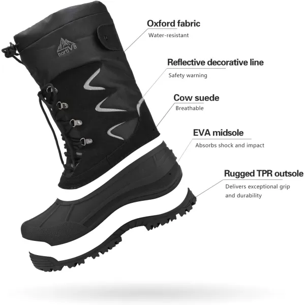 NORTIV 8 Mens Waterproof Hiking Winter Snow Boots Insulated Fur Liner Lightweight Outdoor Tall BootsMt01black