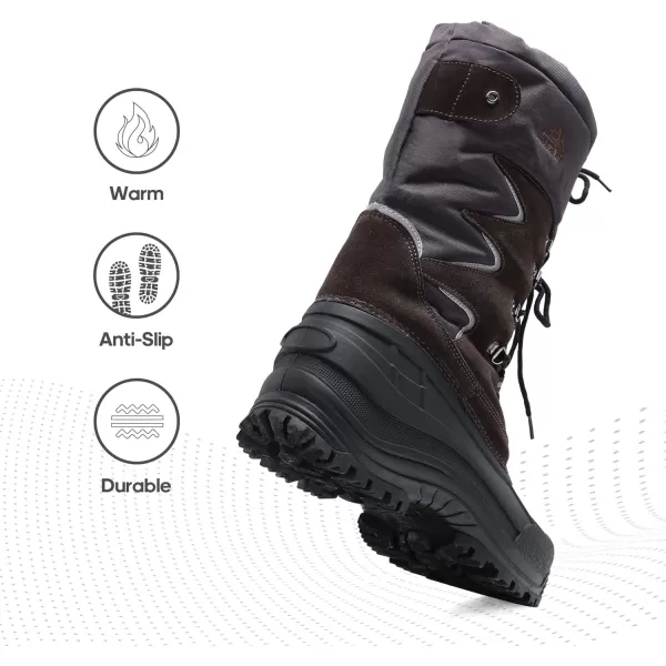 NORTIV 8 Mens Waterproof Hiking Winter Snow Boots Insulated Fur Liner Lightweight Outdoor Tall BootsMt01brown Black