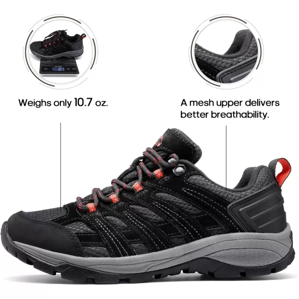 NORTIV 8 Womens Hiking Shoes Lightweight Breathable Mesh Walking Sneakers Outdoor Work ShoesBlack